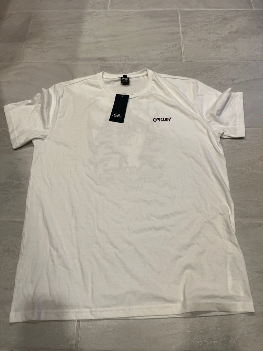 Oakley White Short Sleeve Crew Tee with Small Logo